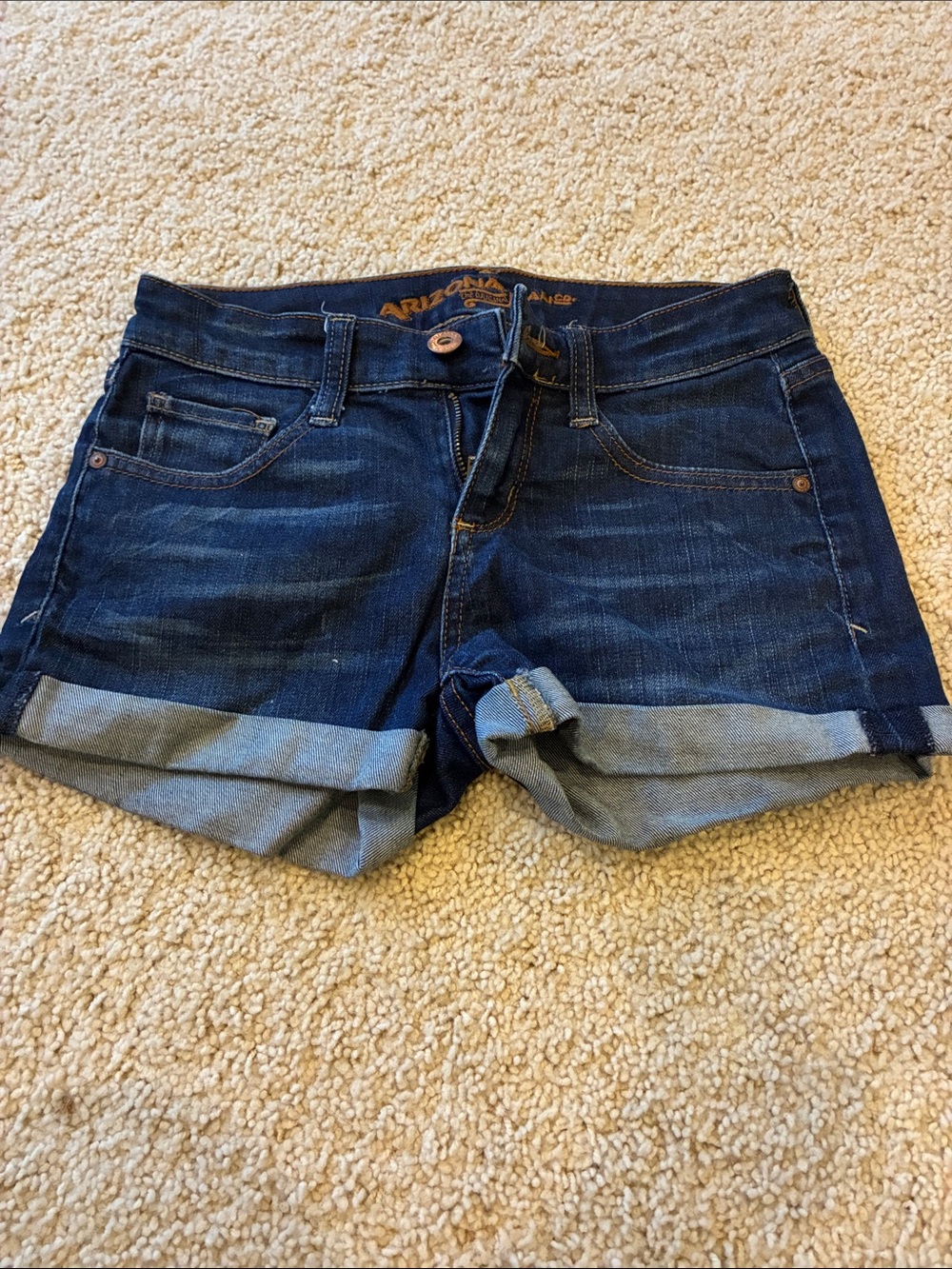 Arizona Jean Co Women's Dark Blue Denim Roll‑Cuff Shorts - size 0